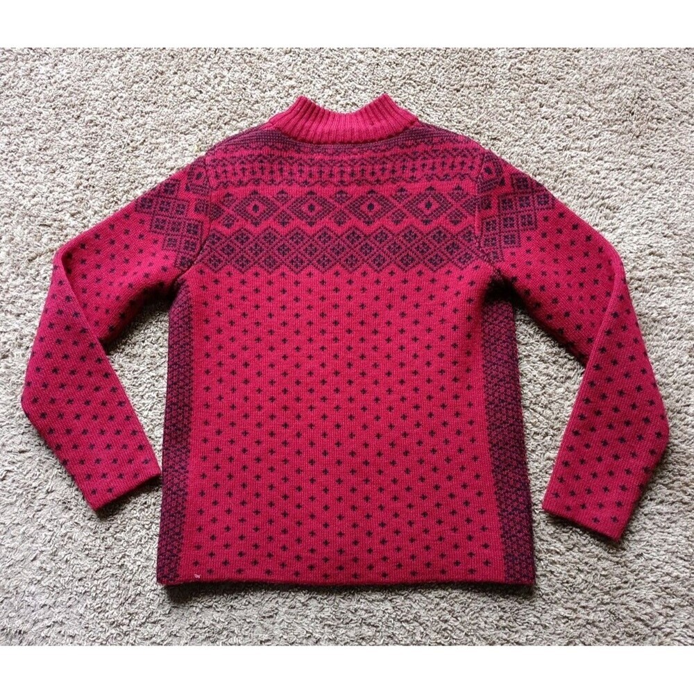 lands End Cardigan Sweater Men's Small Full Zip Wool Red Long Sleeve - Picture 7 of 11